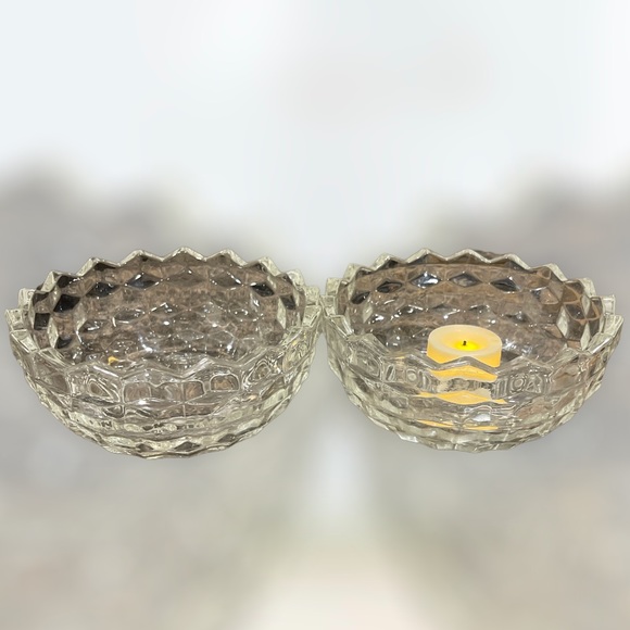 Vintage Fostoria Crystal Clear Glass Fairy Candle Holder - Picture 3 of 4